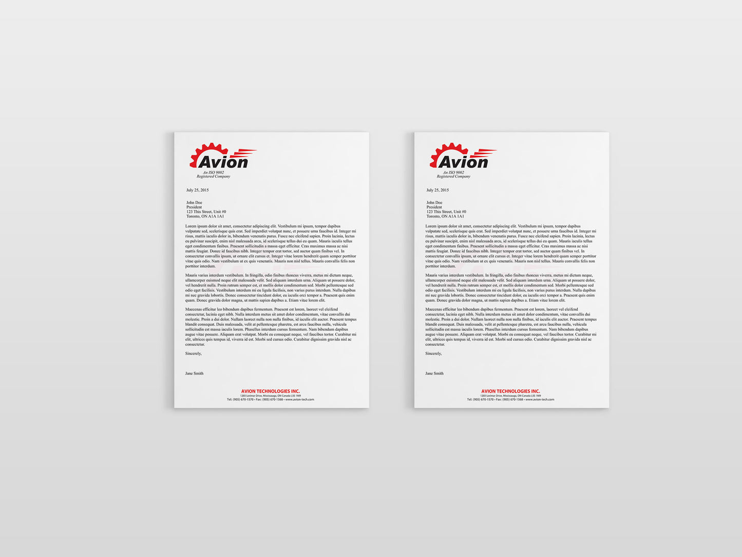 Standard Letterheads